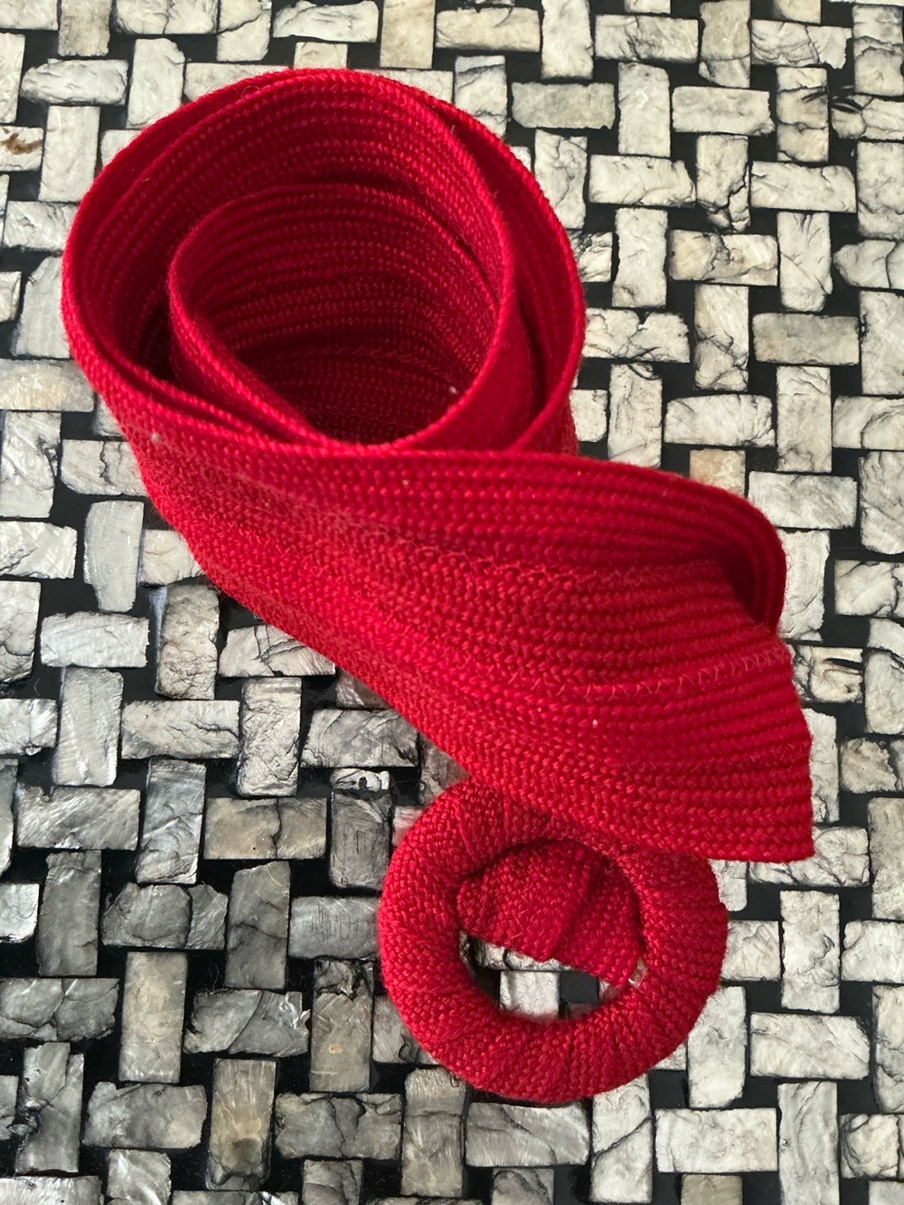 VINTAGE Red Wide Woven Wrap Belt